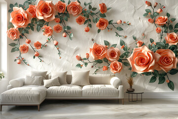  3d flowers white background , wallpaper