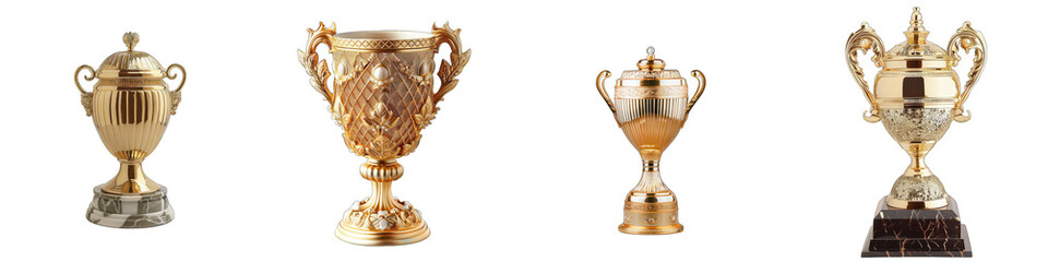 Winner gold trophy cup Hyperrealistic Highly Detailed Isolated On Transparent Background Png File