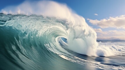Stormy sea wave with foam splash - obrazy, fototapety, plakaty