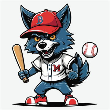 vector wolf play baseball