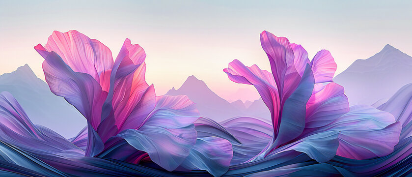 Desert hues at sunset, an abstract landscape blending vibrant colors with the serene beauty of nature