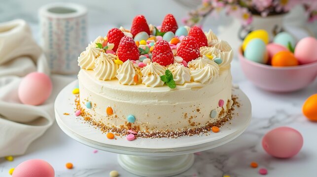Traditional Easter cake tres leches cake with three types of milk