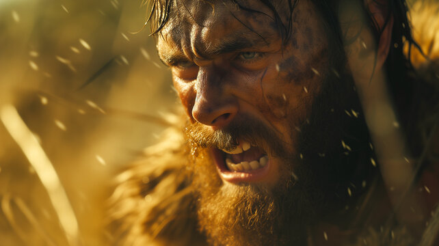 Fierce Warrior in Battle Cry