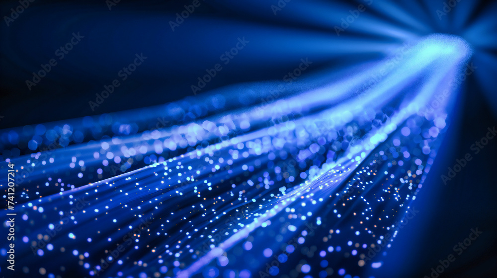 Poster fiber optic flow, a network of light and data, visualizing the speed and connectivity of modern tech