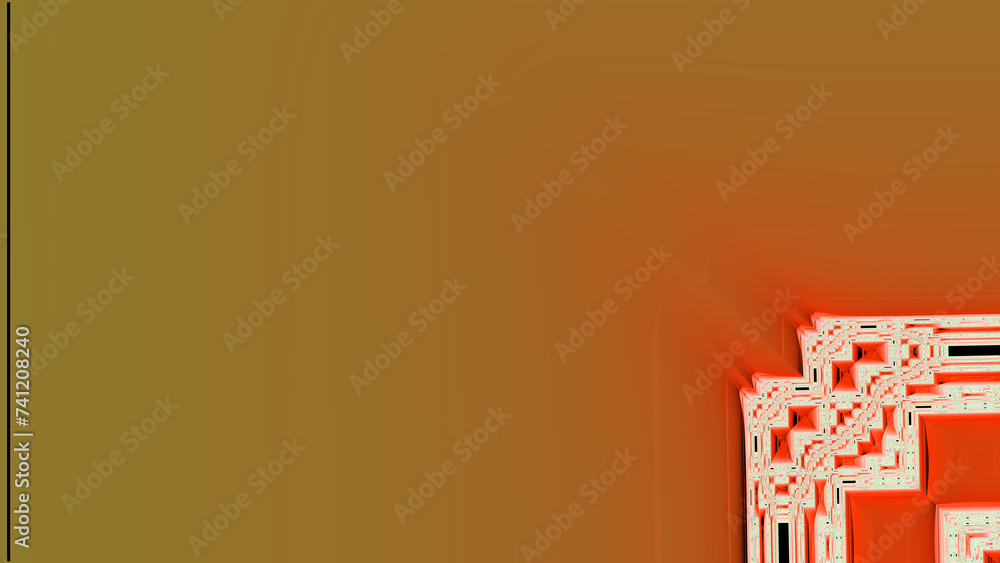 Poster creative box pattern on a plain orange gold colour gradient background corner motif
