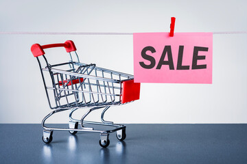 . Sale and discounts. Shopping cart and text SALE...