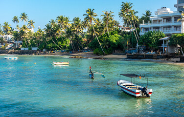 Beautiful Indian Ocean coastline on the island of Sri Lanka, Mirissa.