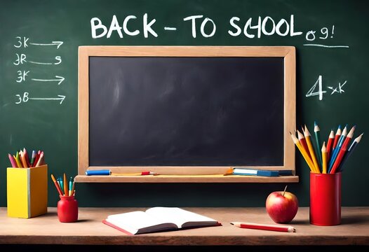 back to school blackboard, space for text, classroom setting