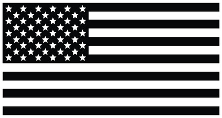 black and white version of the US flag vector isolated on wite bg.