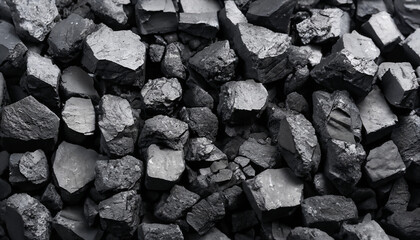 Coal mineral black as a cube stone background. Coal texture; natural power for the industry