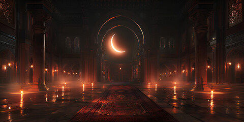  Illuminated Mosque under the Moonlight 