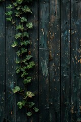 Wooden Wall with Plants growing onto it in the Style of Textured Backgrounds - Nature Bent Wood Jagged Edges - Vibrant Lively Scattered Wood Composition Wallpaper created with Generative AI Technology