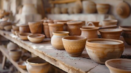 Traditional ceramic pottery shop. souvenir shop in north africa