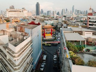 An aerial view of the Chinatown Gate or Odeon Circle, The most famous tourist attraction in...