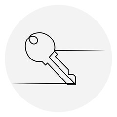 Key single continuous one line out line vector art  drawing  and tattoo design
