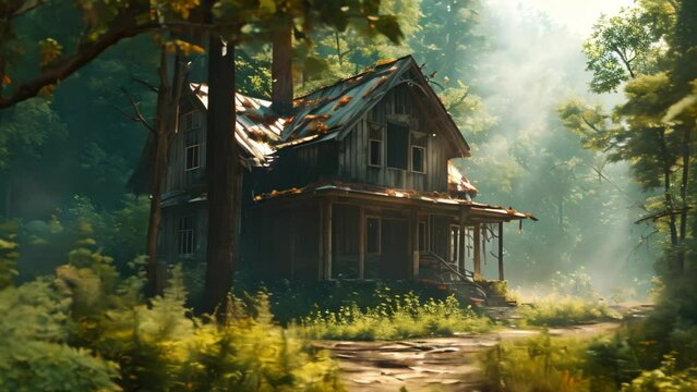 abandoned cabin in the woods Footage 4k