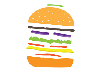 Cut away Parts of a Cheeseburger. Editable Clip Art