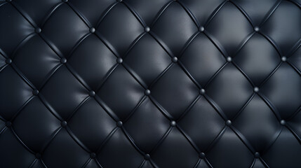 Black leather upholstery pattern texture background. Vector vintage royal sofa leather upholstery with buttons seamless pattern 