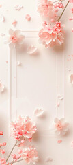Vertical Pink Floral Design with Blank Space for Tex