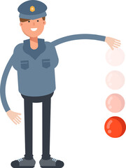 Police Character Throwing Ball
