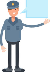Police Character and Speech Bubble
