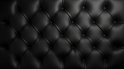 Black artificial leather sofa with rivets texture for background.