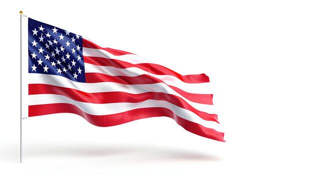 Photo of American flag on isolated white background, generative ai