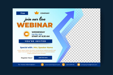 Marketing Strategies live webinar banner invitation and social media post template. Business webinar invitation design	