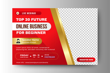 Live webinar online business conference web banner and social media cover template design