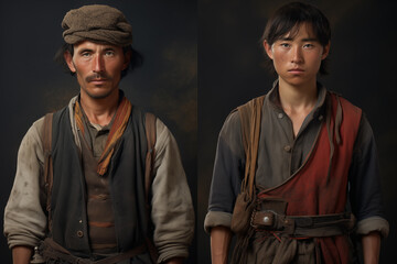 Historical Reenactment Characters in Traditional Clothing
