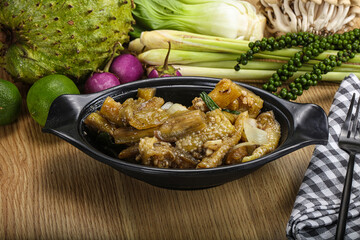 Roasted Thai eggplant with onion