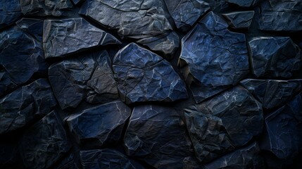 Light on a Dark Stone Wall in the Style of Extruded Design - Dark Black and Indigo Accurate and Detailed Bold Black Lines Layered Depth Background created with Generative AI Technology