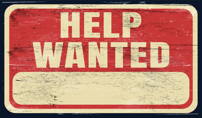 Vintage distressed help wanted sign on wood - 741218403