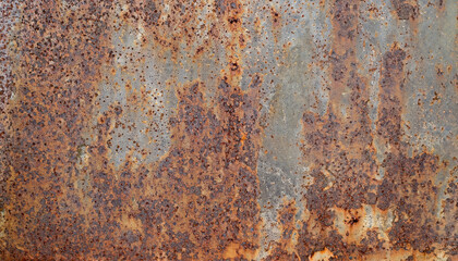 Background. The texture of the old rusty metal plate with cracks and corrosion; close-up; vertical orientation