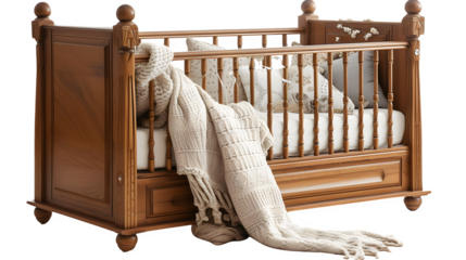 Baby Cot Placed on Transparent Background, Hand Edited Generative AI
