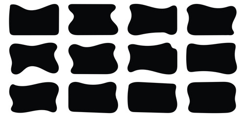 Black organic blob shape irregular form abstract vector illustration. Simple amoeba shape, asymmetric spot, irregular form. - obrazy, fototapety, plakaty