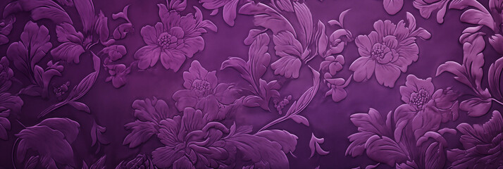 embossed floral violet velvet in an ultrawide background image