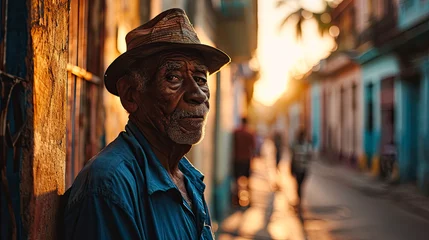 Tuinposter Senior man standing on street outdoors © wildarun