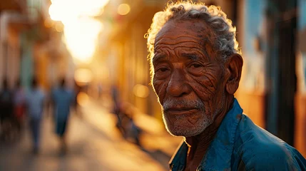 Papier Peint photo Lavable Havana Senior man standing on street outdoors