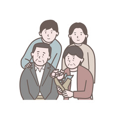 大人4人家族写真、上半身のイラスト