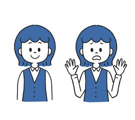 笑顔の女性　驚く女性　事務服