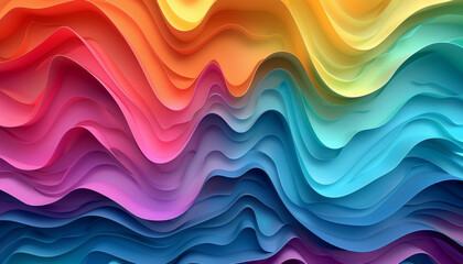 Colorful abstract paper cut wave with multi layers color texture. Vibrant colors smooth gradient for create background or decoration.	 - obrazy, fototapety, plakaty