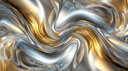 Reflective surface of liquid metal silver and gold close-up. Melting of metal mercury background