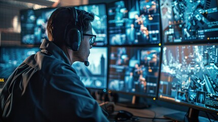 Military watchdogs are working on a city monitoring operation at the Central Office for Cyber Control.