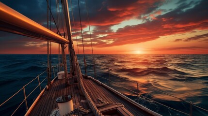 Sailboat on sunset view