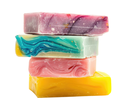 Stack of hand made soap isolated on transparent background