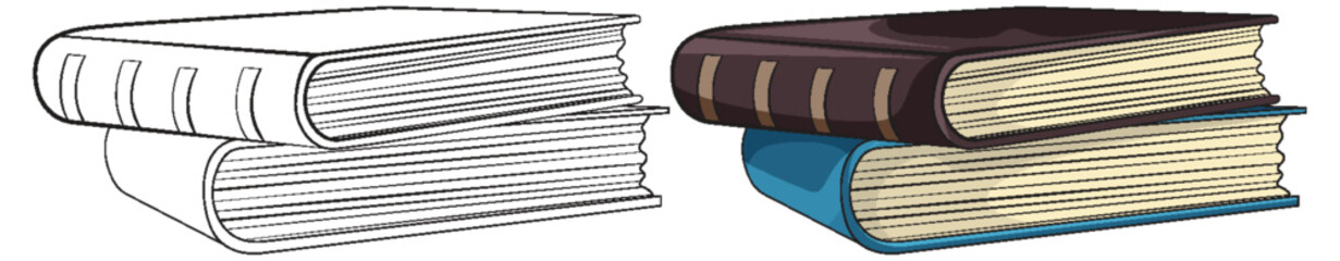Two stacked books in a simple vector style