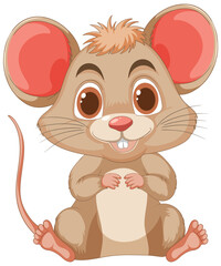 Cute, smiling mouse with big ears and tail