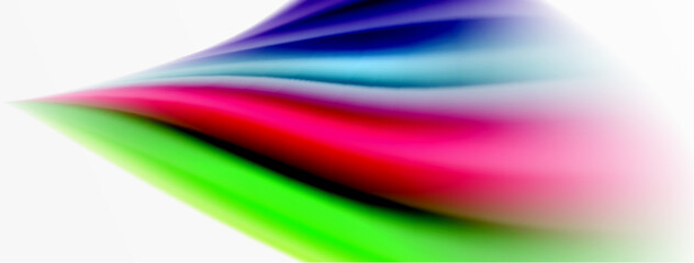 Rainbow color silk blurred wavy line background on white, luxuriously vibrant visually captivating backdrop. Stunning blend of colors reminiscent of rainbow, silky and gracefully blurred wavy pattern