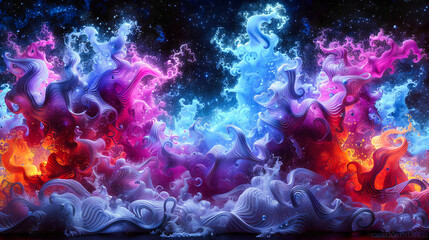 Cosmic Abstraction, A Vivid Display of Colors and Patterns Capturing the Mystical Beauty of the Cosmos